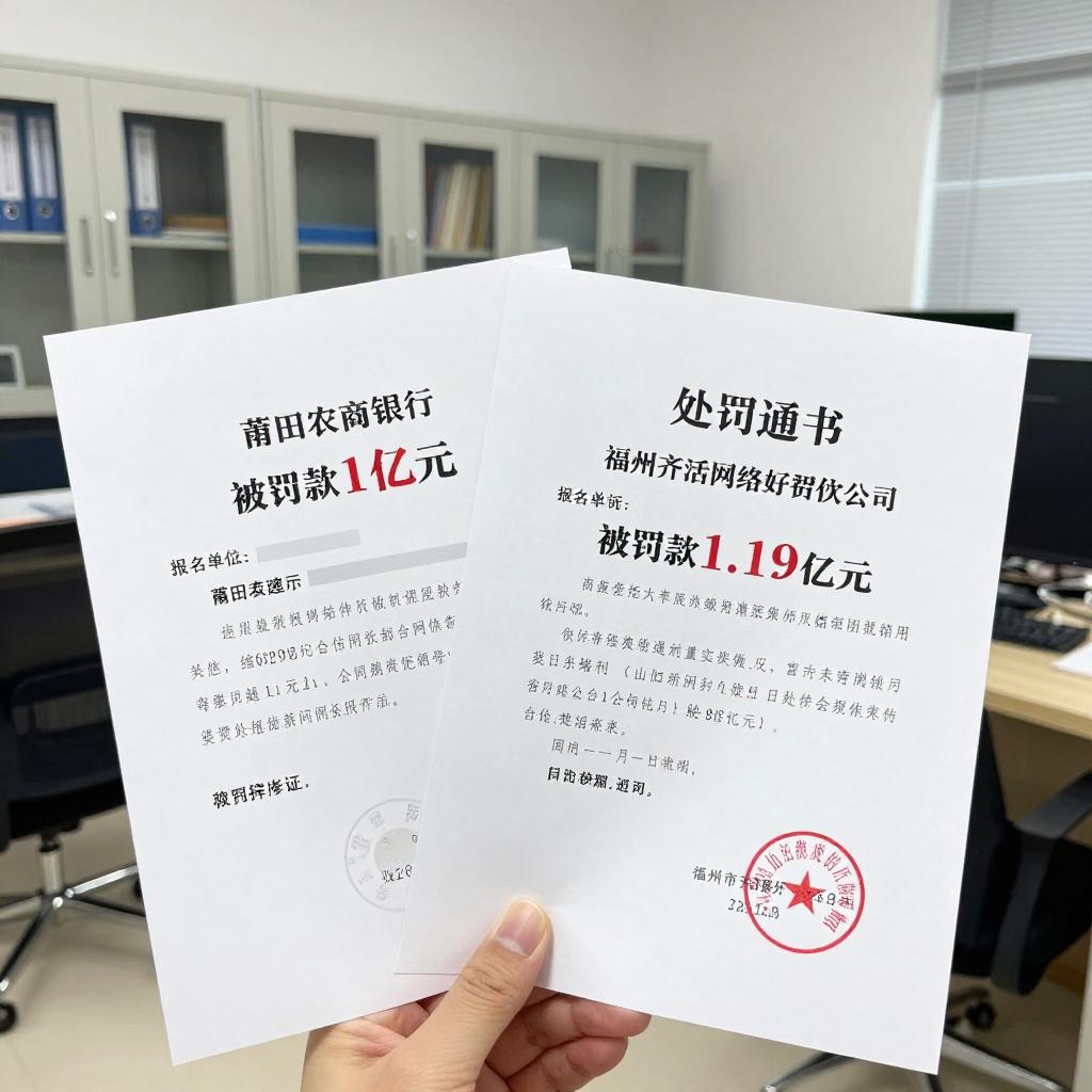莆田农商行被罚100万元、福州奇富网络小