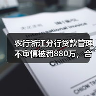 农行浙江分行贷款管理不审慎被罚880万，合规问题引警示（图1）