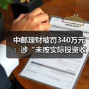 中邮理财被罚340万元：涉“未按实际投资