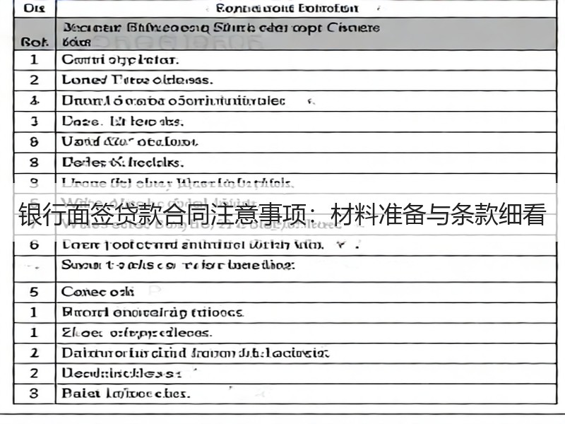 银行面签贷款合同注意事项：材料准备与条款