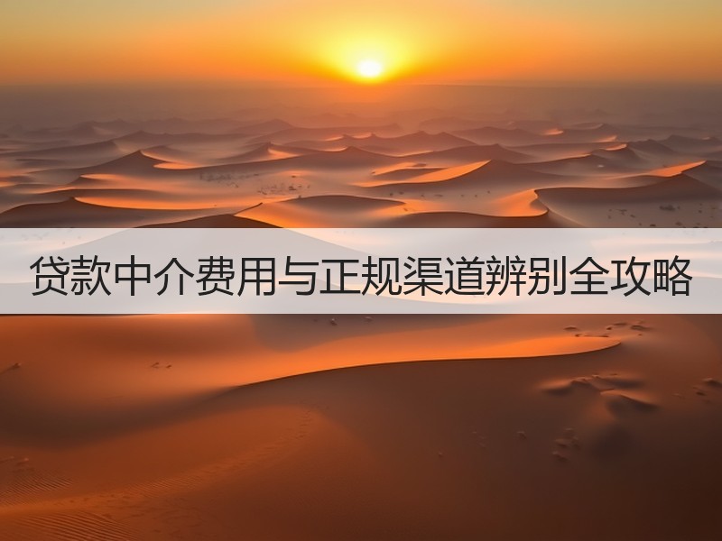 贷款中介费用与正规渠道辨别全攻略
